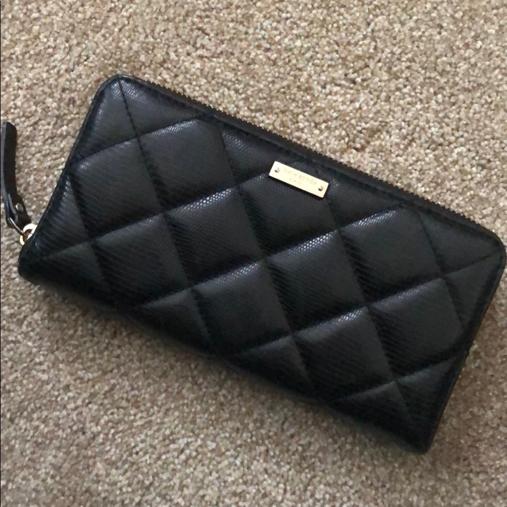 Black quilted Kate Spade checkbook wallet